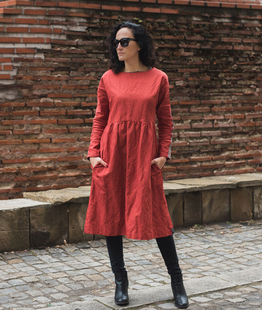 Long Flame Tile Dress