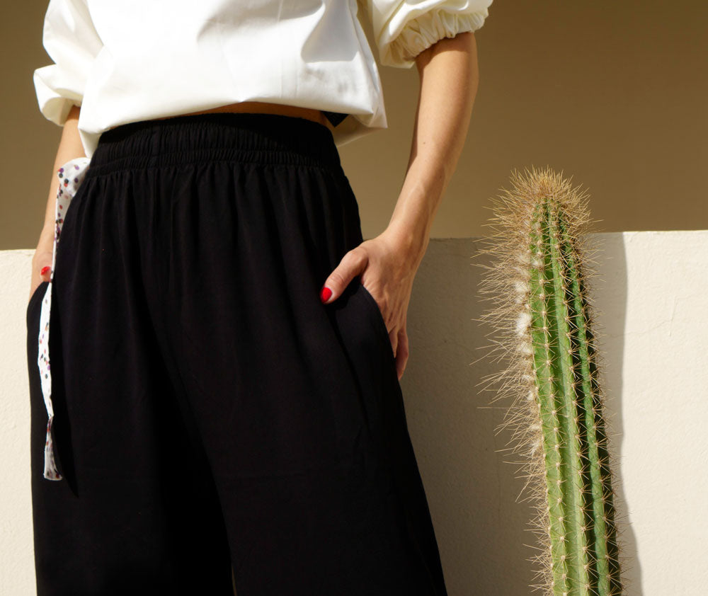 Artelie Leon black Tencel trousers, full-length view