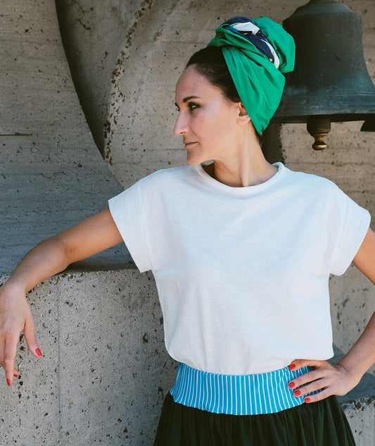 White basic cotton t-shirt Yin or Yang by Artelie, front view