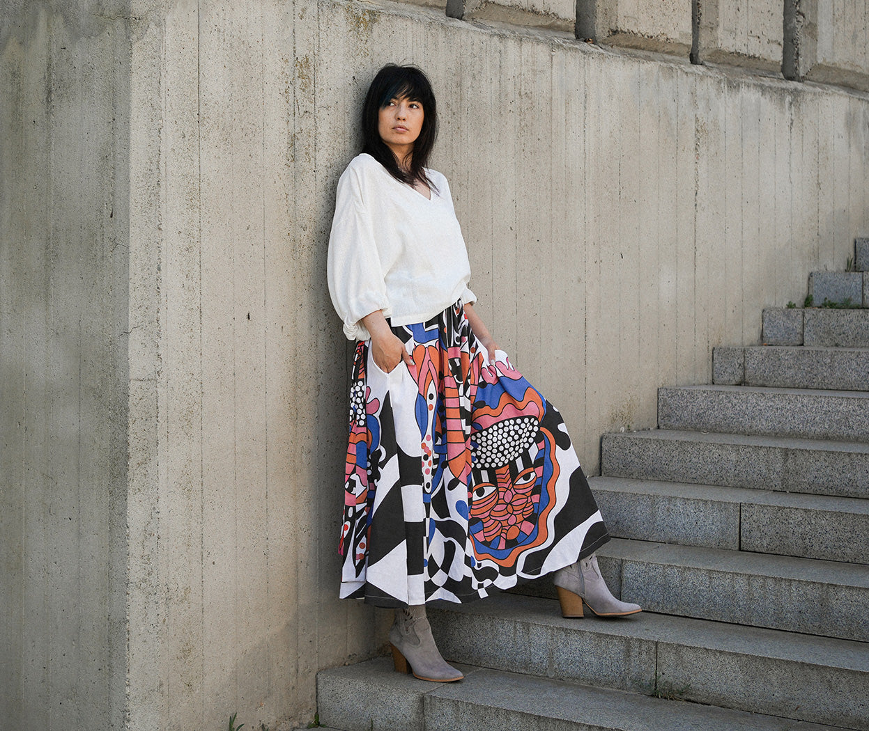 Artelie Haname Flora linen skirt, styling view