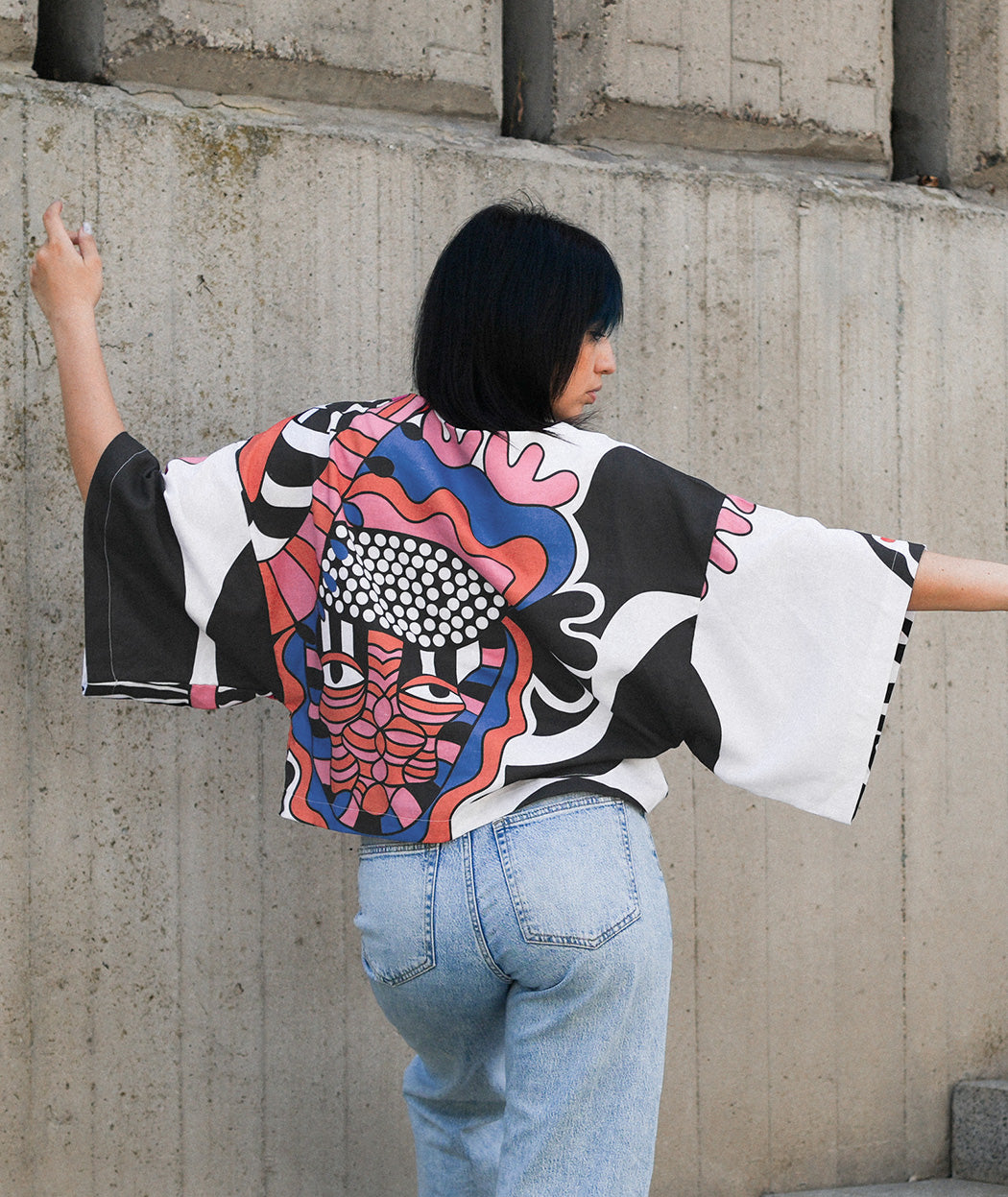 Artelie Haname Prism cropped blouse, side view