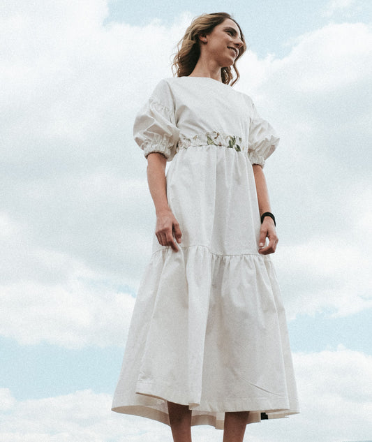 Long White Full Bare Back Dress