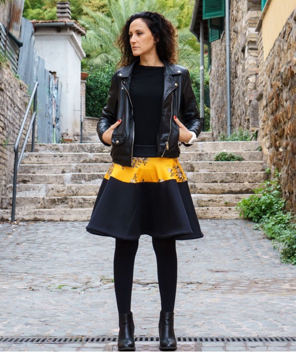 Short Black Neoprene Skirt Solana