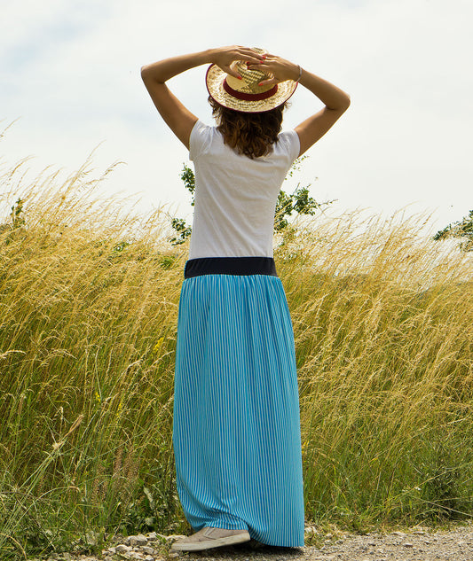 Navy Blue Long Summer Breathable Skirt Bahia