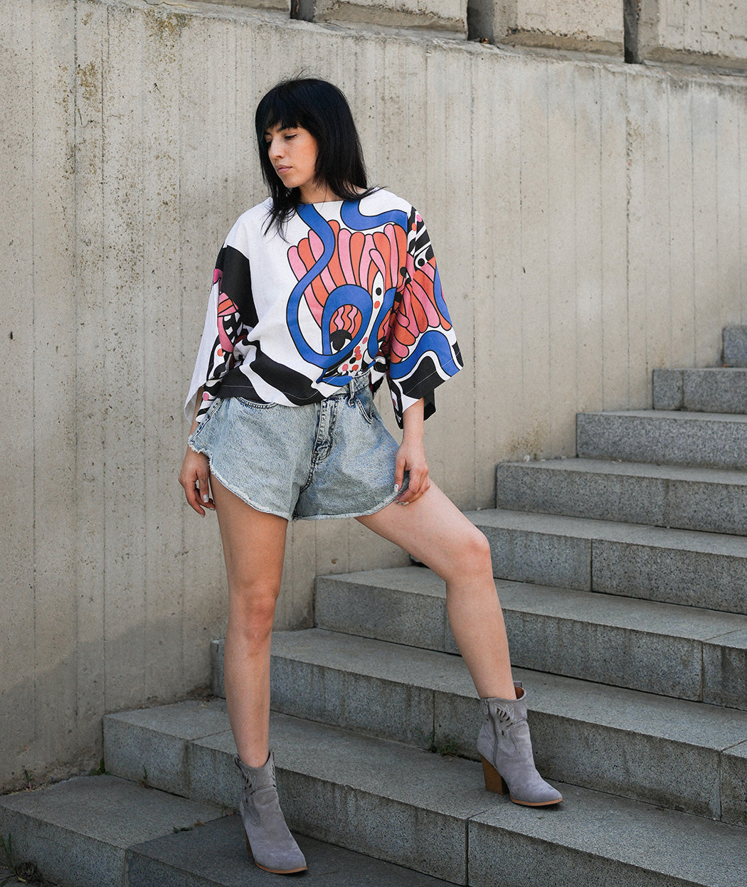 Artelie Haname Prism blouse with wide sleeves, detail