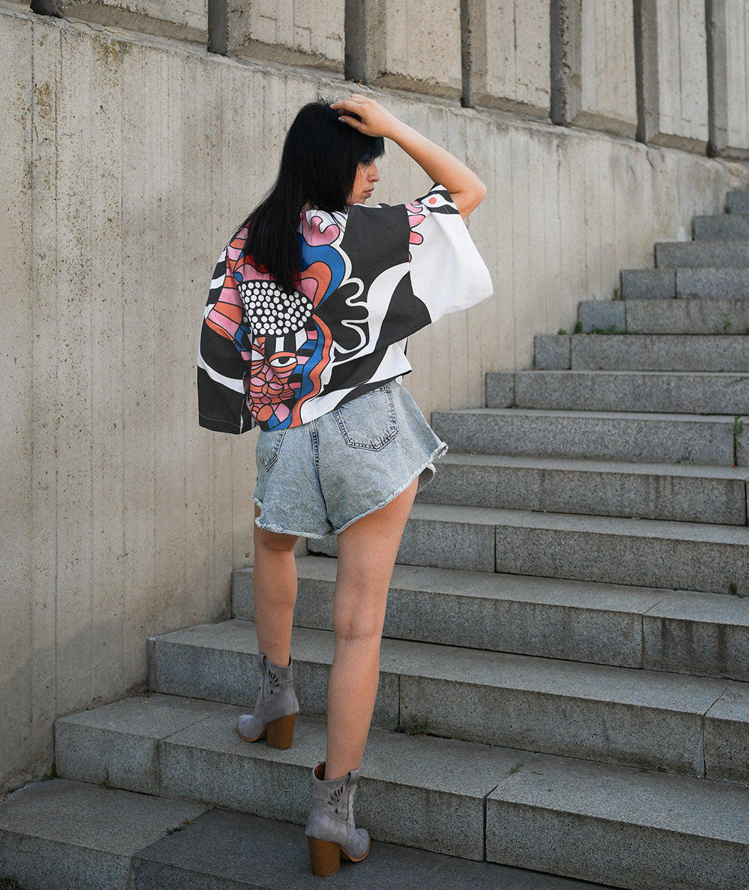 Artelie Haname Prism linen blouse, print detail