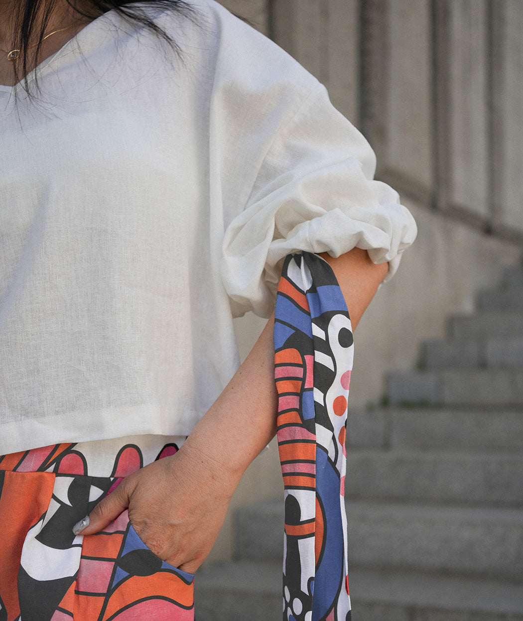 Artelie Haname Pure blouse with sleeve ties, side view