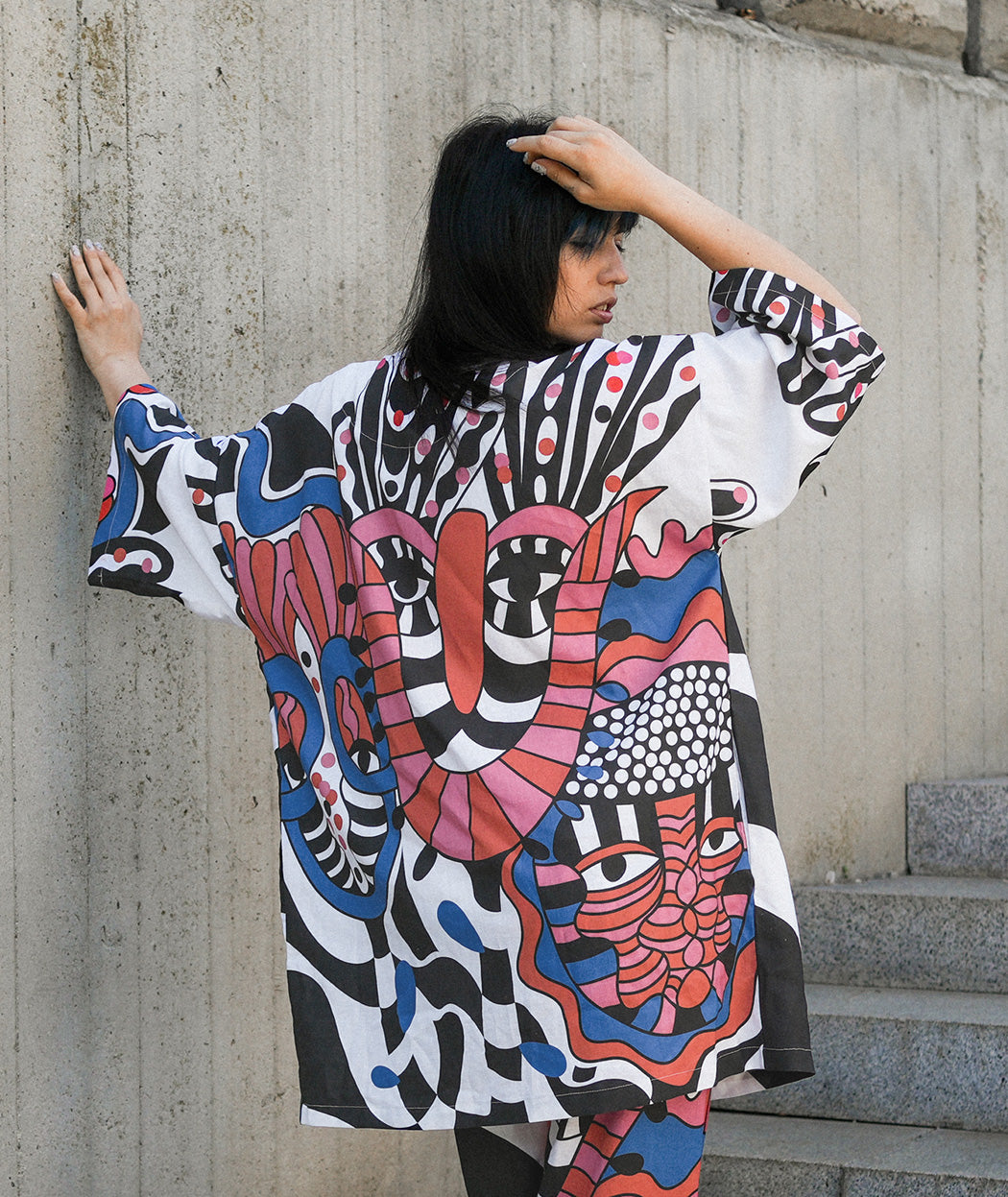 Artelie Haname kimono jacket, back print detail