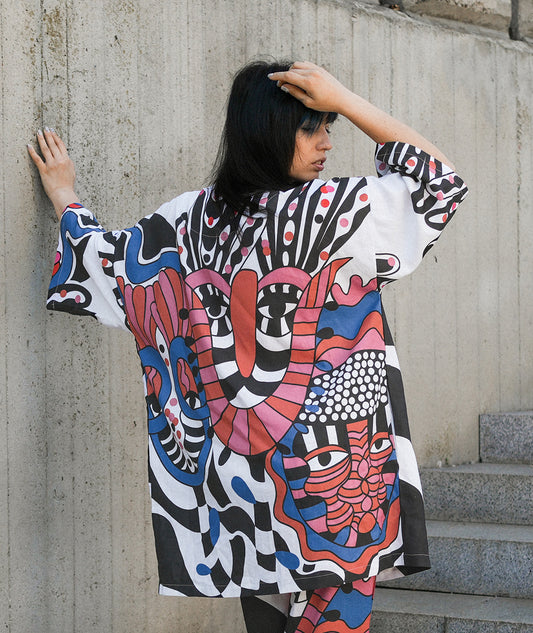 Artelie Haname kimono jacket, back print detail