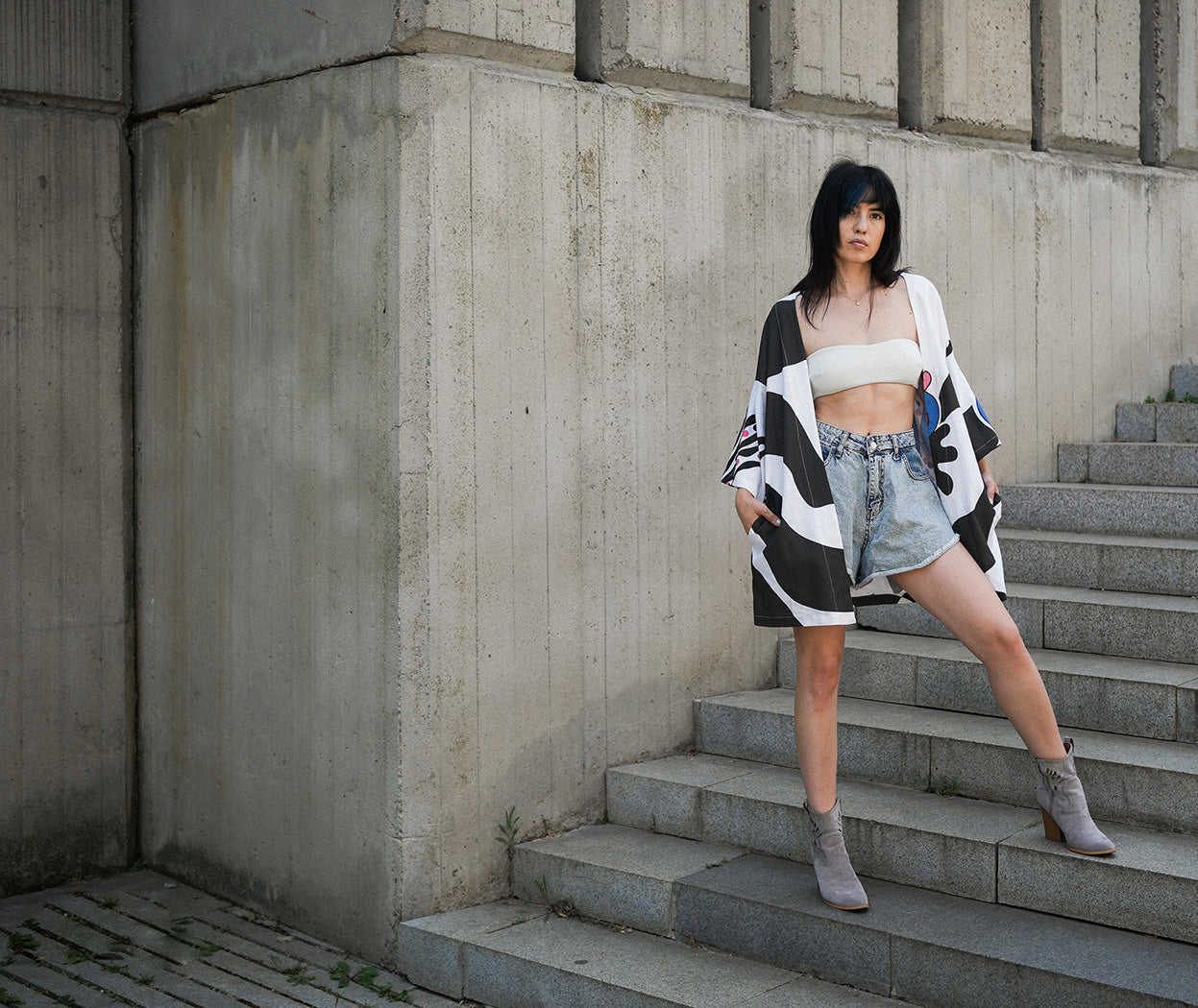 Artelie Haname kimono jacket, back print detail
