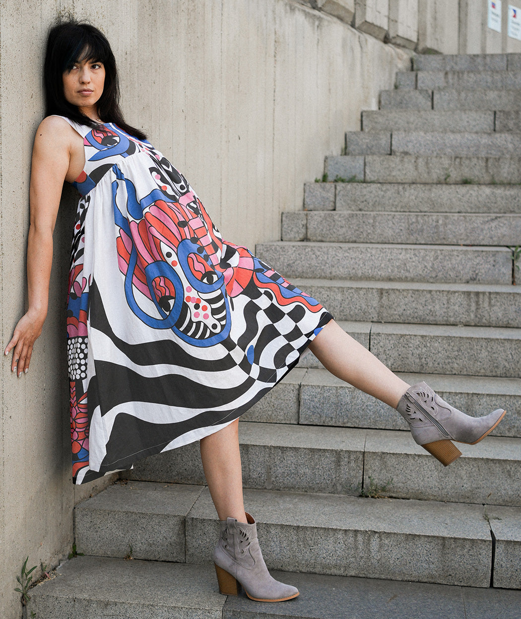 Artelie Haname Wink dress with wide straps, detail