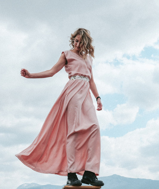 Long Pink Designer Dress