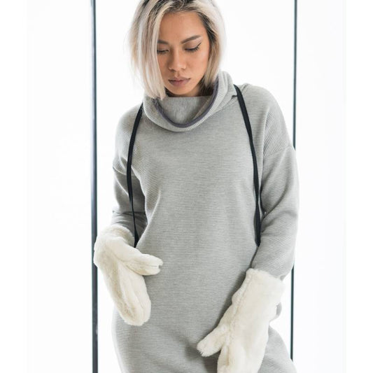 Топли бели пухкави ръкавици Skadi